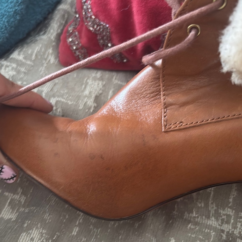 Brown Winter Rain Boots with Plush Lining and Smooth Leather - Picture 5 of 7